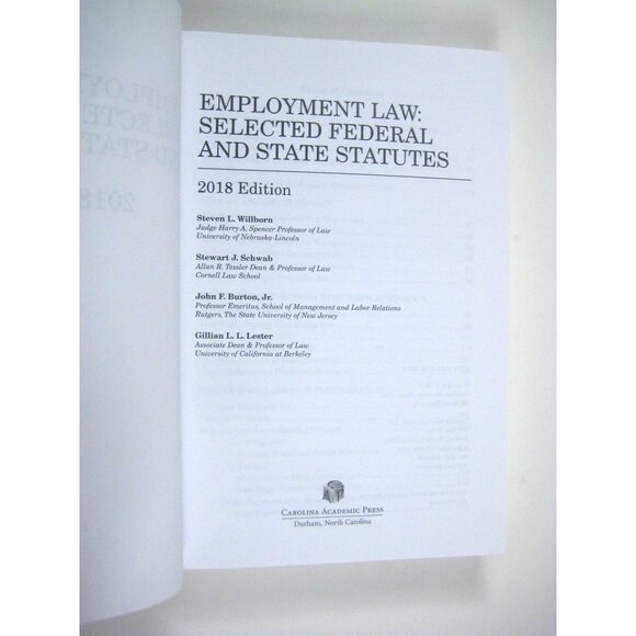 Employment Law Selected Federal State Statutes 2018 Edition Schwab Lester - Picture 4 of 7